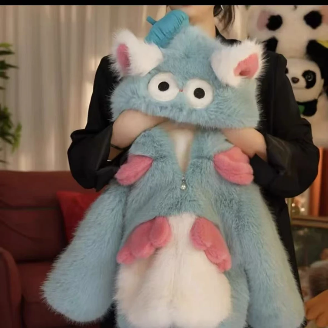 海宁2【小怪兽蓝色】2024新款女童冬季保暖时尚洋气加厚外套