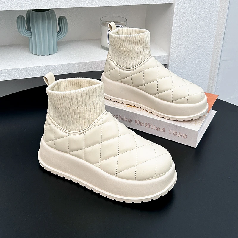 红蜻蜓牌厚底雪地靴女2023新款冬季加绒保暖加厚大棉鞋防水面包鞋