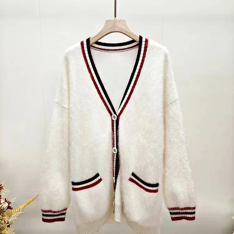 羊驼毛法式风格女士气质时尚简约潮流真口袋大开衫2443极简