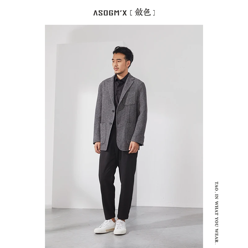 【双11特惠】男士高品质羊毛羊绒大衣休闲时尚外套短款夹克商务西装