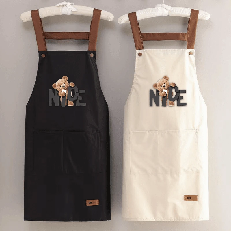 成人时尚防水防油围裙工作服家用洋气做饭无袖韩版