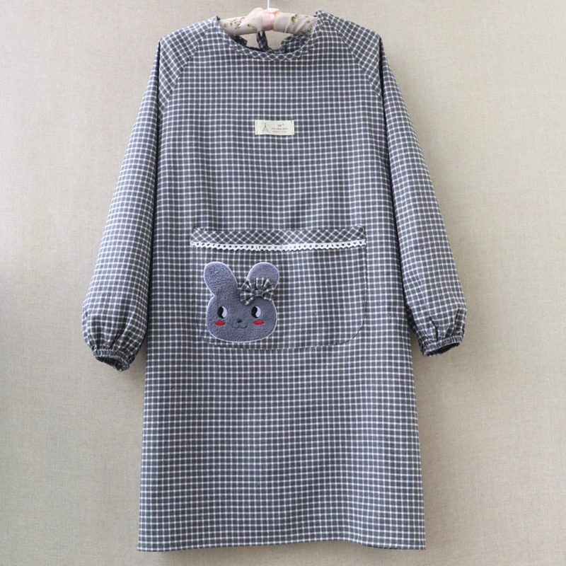 新款围裙厨房家用长袖棉布料女韩版防污带袖做饭大人全身反穿