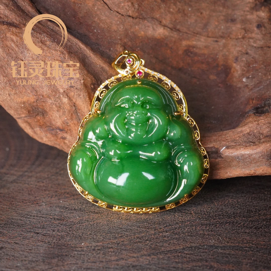 【钰灵珠宝】高阶设计款和田玉佛公吊坠 18k金镶嵌 精致轻奢