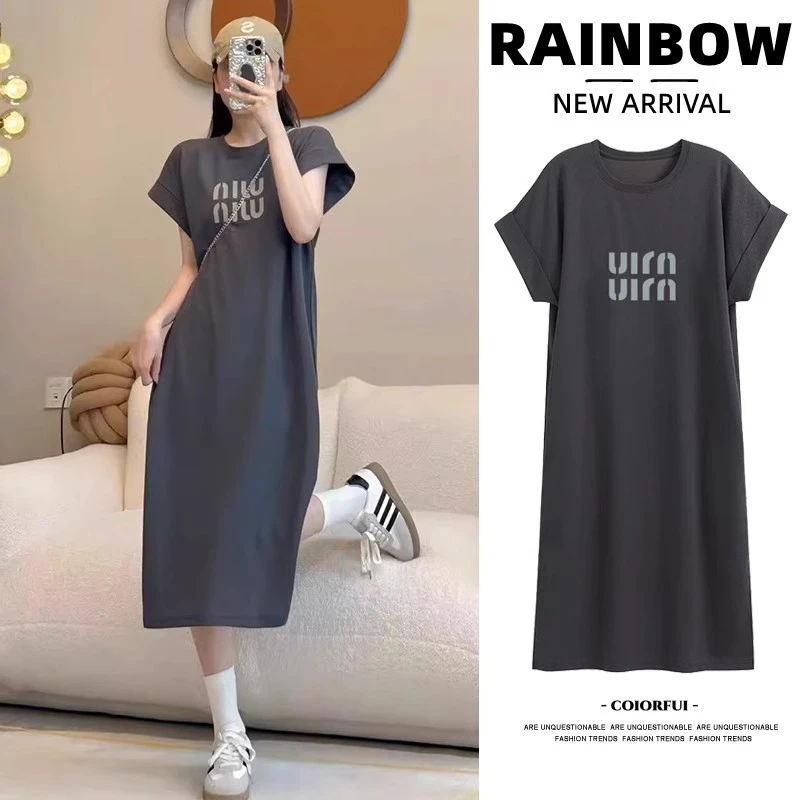 孕妇连衣裙夏季2025新款爆款宽松t恤时尚衣服中晚期孕妈妈长裙子