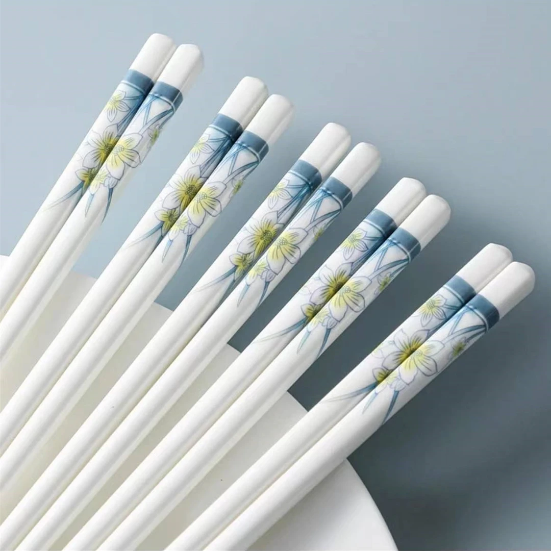 【到手10双】陶瓷筷子水仙花耐高温不易滋生细菌无漆无蜡家用