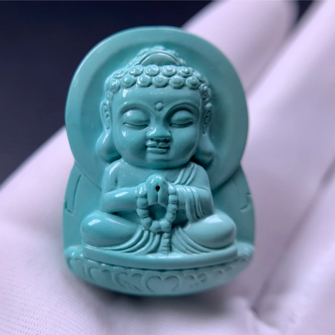 原矿高瓷精品宝宝佛雕件吊坠手工精工复古男士女士双面精雕守护神