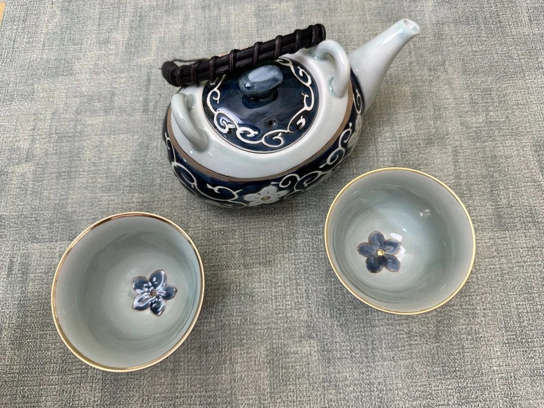 27号陶瓷复古手工茶具套装(1壶2杯）茶杯创意精美描金茶壶工艺品