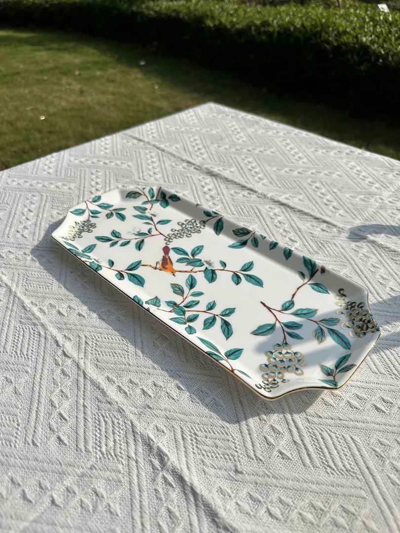 【一起淘儿】B47# 大长方盘 春日茶园 ANNA16点 盘子 陶瓷盘子 精瓷