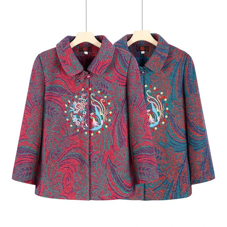 省钱风秋装复古老人印花奶奶装外套女装老年人民族风妈妈装妈妈装