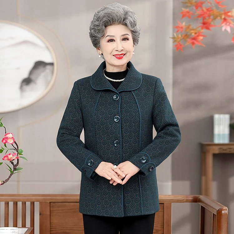 省钱风妈妈装秋装洋气中年老人短外套老年人607080岁秋冬奶奶装