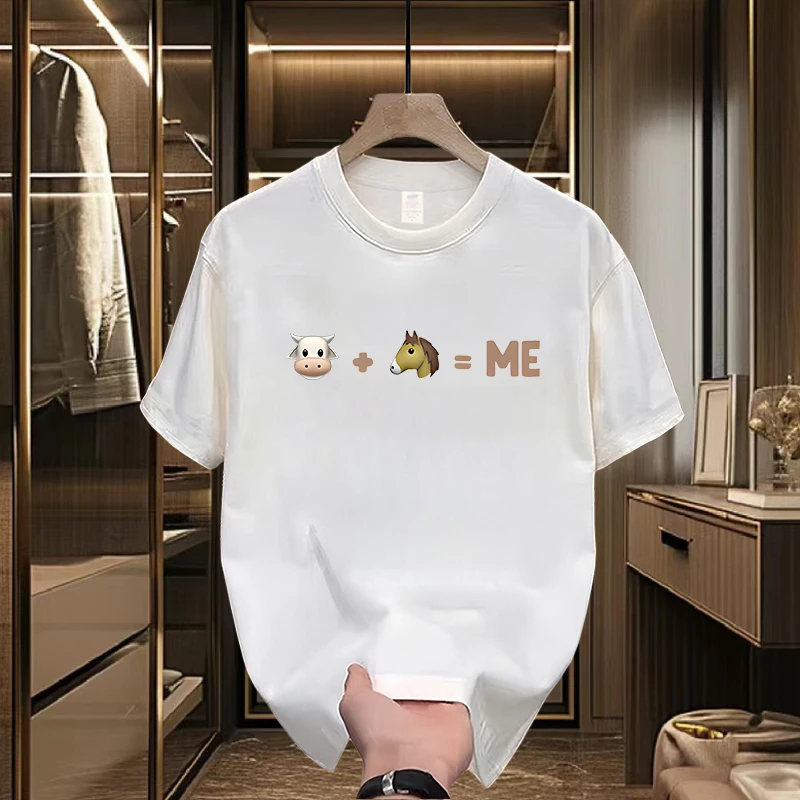 美式重磅纯棉短袖T恤牛马我恶搞打工人趣味梗爆款男士夏装体恤潮