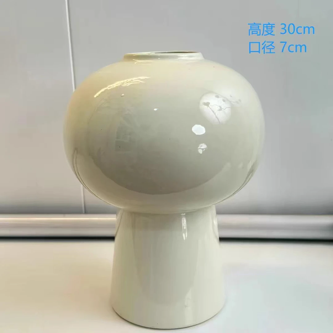 陶瓷花瓶-奶油白胖头瓶-景德镇工厂直发