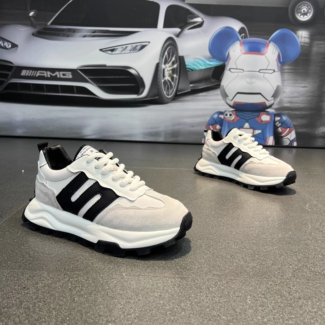 2023秋季新款老爹鞋厚底休闲百搭透气男鞋潮流增高皮面运动跑鞋子