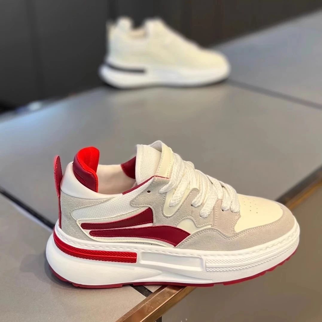 时尚复古小白鞋男2023春秋新款潮厚底舒适简约潮流冬季加绒休闲鞋