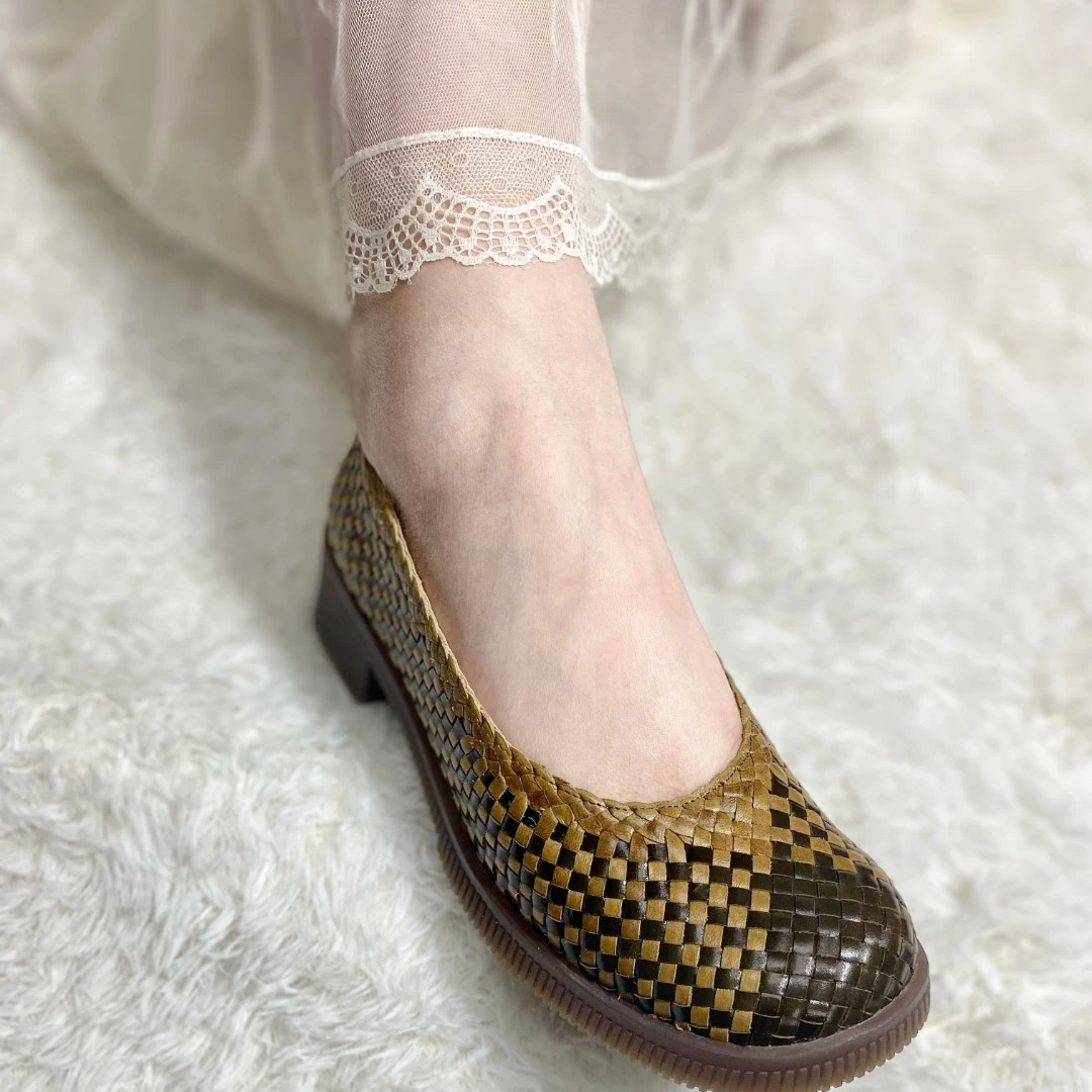 【欧码偏大】獨立設計師款全編織樂福女鞋