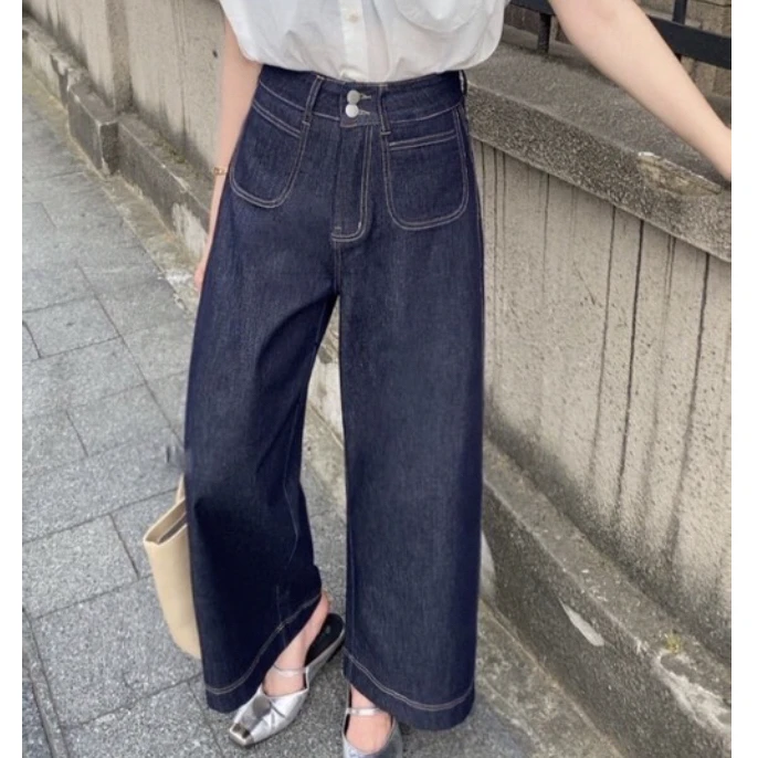 蓝色显瘦宽松牛仔裤直筒裤8896