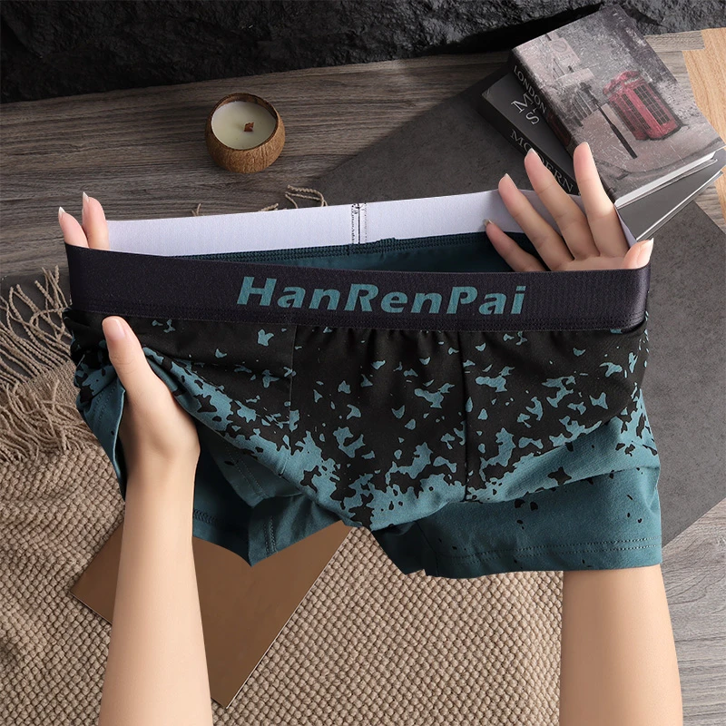 新款潮流男士内裤男款平角裤舒适夏季薄款透气青年个性印花四角裤