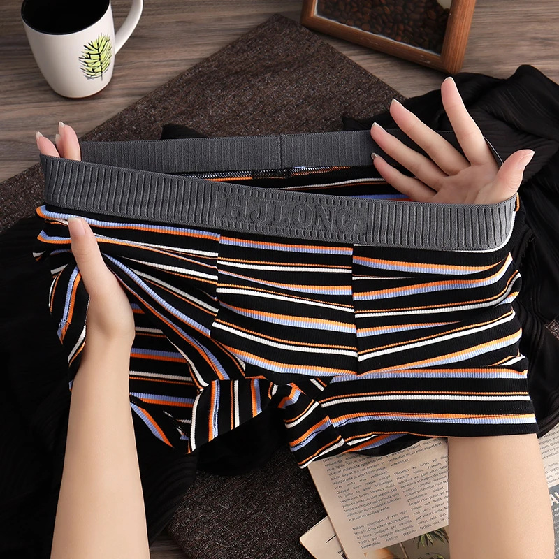潮流条纹男士内裤男款平角裤青年学生舒适透气夏季新款个性四角裤