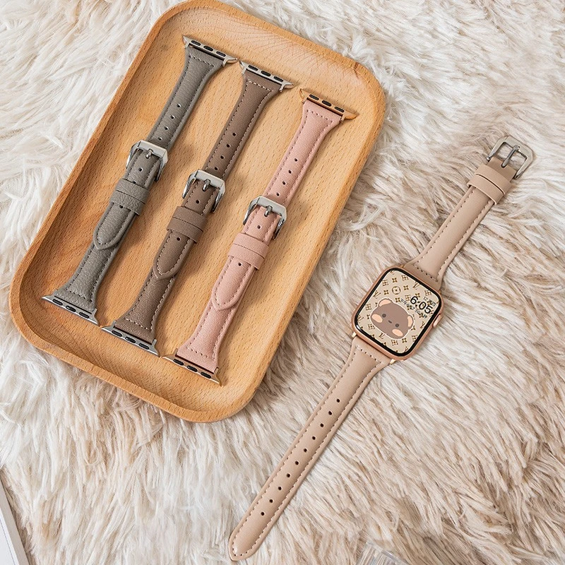 适用iwatch表带applewatchS10/9/8/7苹果手表皮质表带透气松弛感