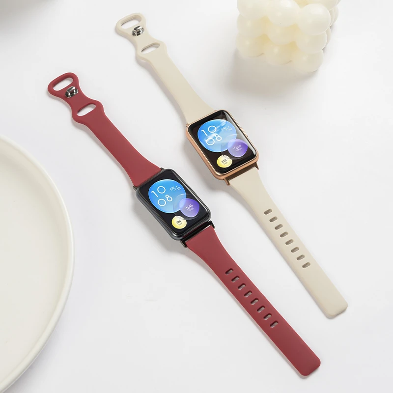 适用华为Fit2表带小蛮腰硅胶手表腕带Watch智能八字钉扣时尚FIT