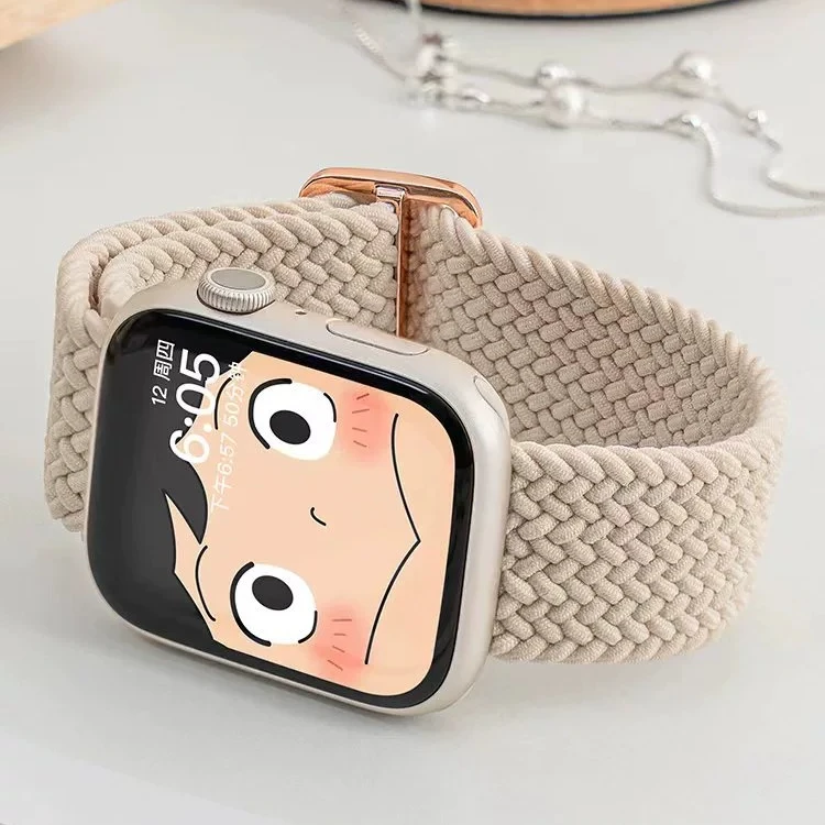 适用iwatch苹果S10/9/8表带applewatch新款尼龙编织带新品星光色