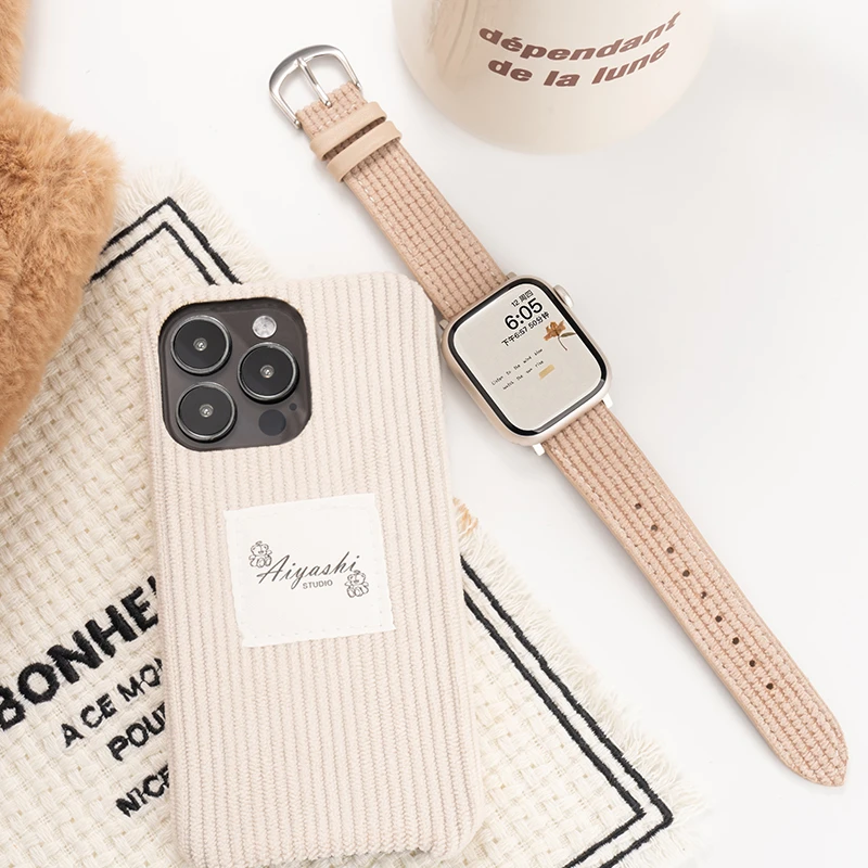 适用iwatch8表带S9苹果时尚秋冬新款S8牛仔S7毛绒7小众S6高级表带