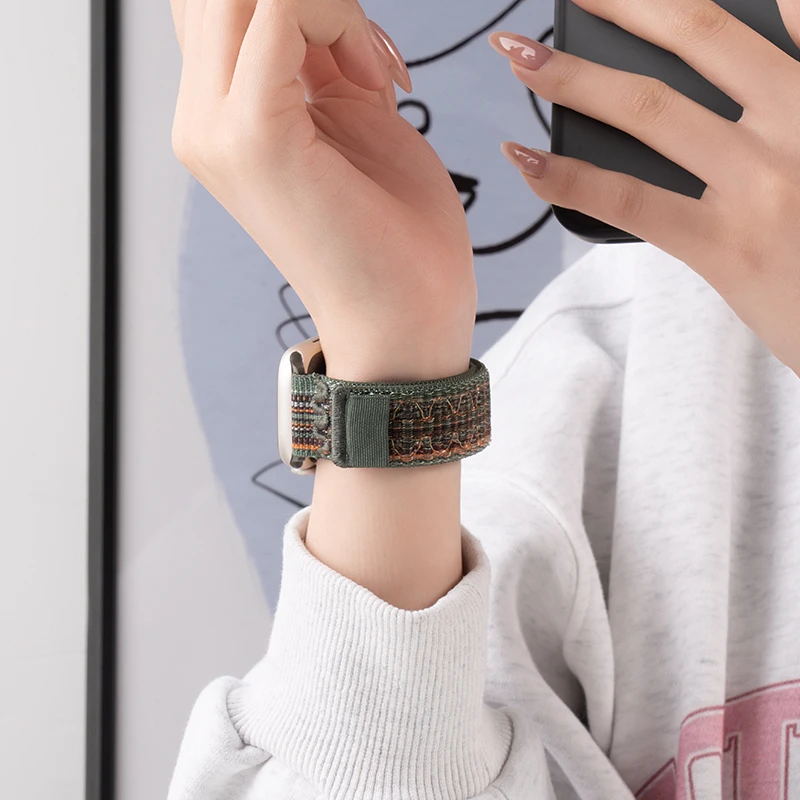 适用iwatch表带applewatch耐克尼龙全新回环式S9苹果手表表带小众