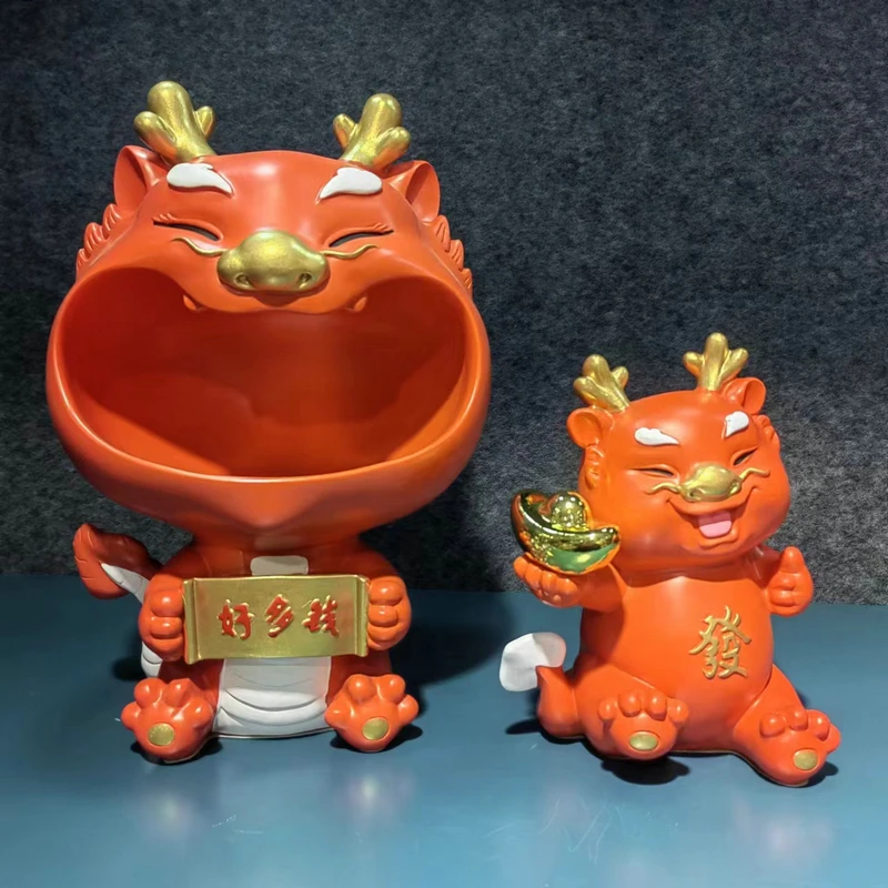 卡通龙年吉祥物入户玄关收纳摆件饰品新年礼品树脂龙摆件装饰品