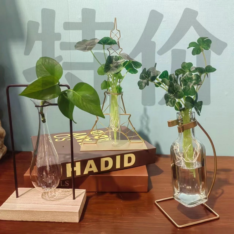 北欧ins风创意透明水培轻奢插花装饰品现代简约办公室小花瓶摆件