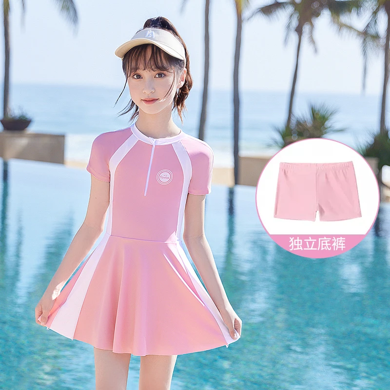 儿童泳衣女孩连体2025新款女童泳装夏季中大童泳衣学生甜美泳装