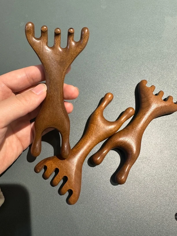 多功能鹿角按摩双头梳子