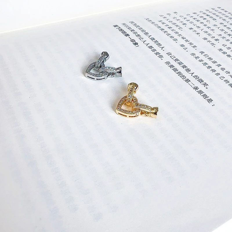 项链精致镀金吊坠镶锆连接扣子母扣饰品配件材料首饰配饰金色个性