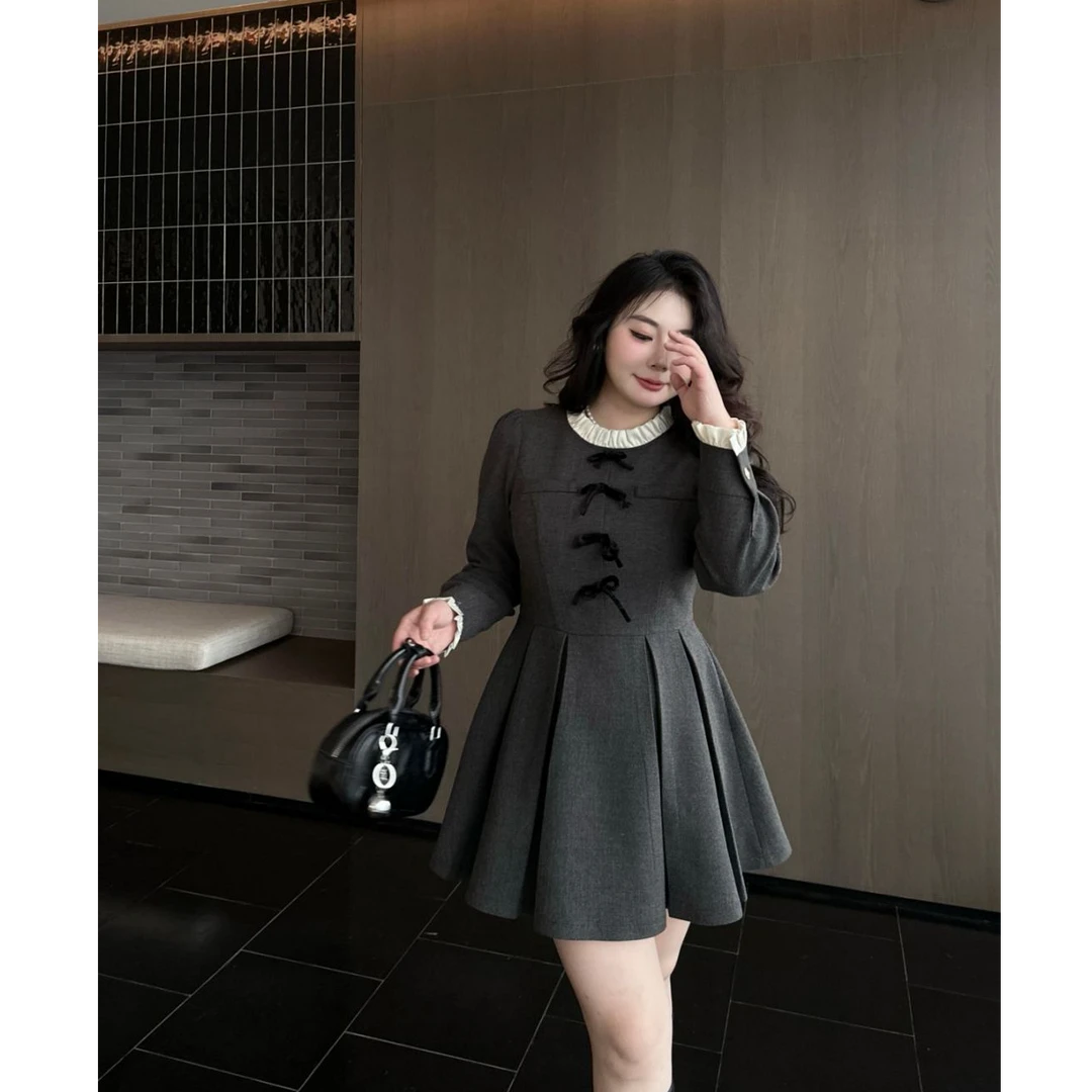 【大小姐】“伯克利序章”炭灰色气质显瘦法式收腰赫本风设计连衣裙秋