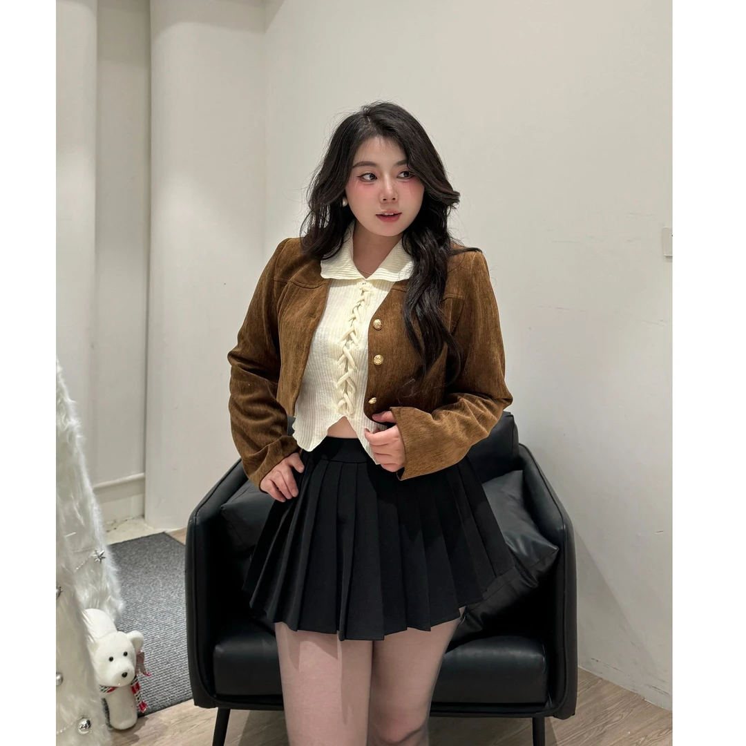 【大小姐】棕色显瘦复古学院风气质百搭外套米杏色针织翻领内搭秋冬