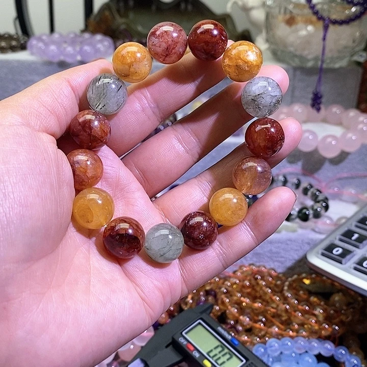 水晶手链未镶嵌彩胶花14+