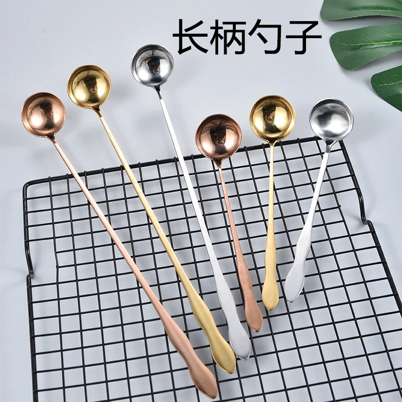 长把加厚不锈钢火锅酱料调料勺搅拌圆勺子长柄小油勺调羹勺果酱勺