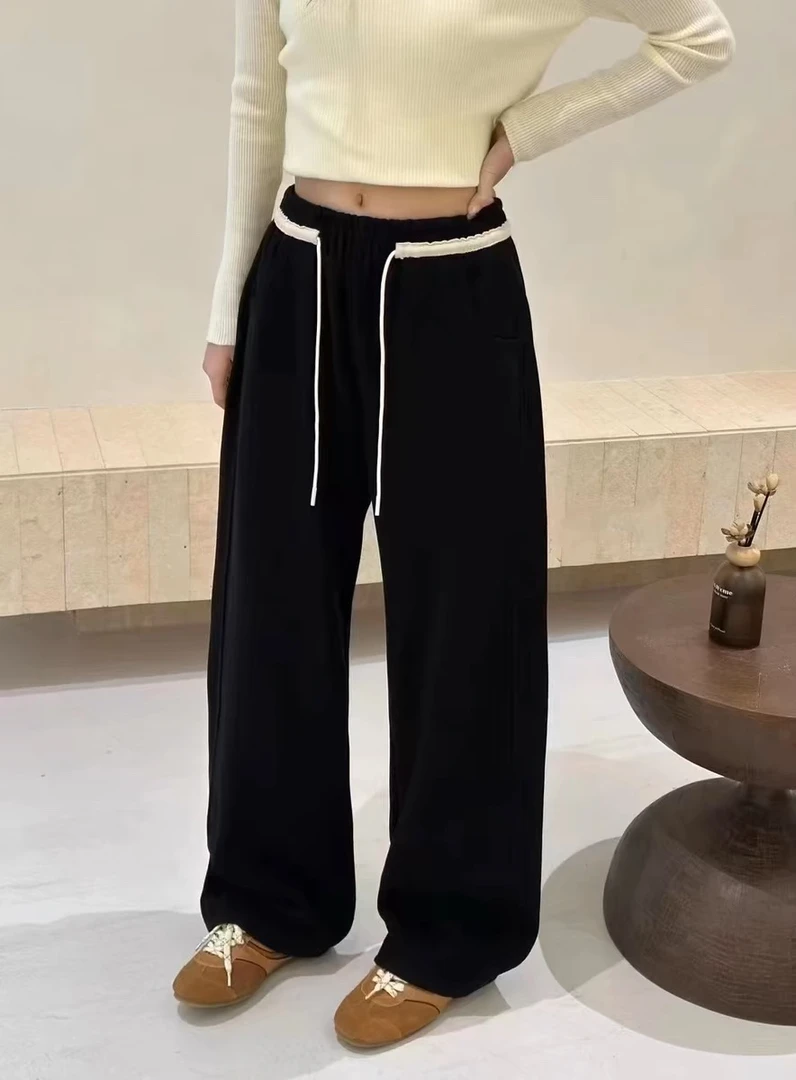 窄版阔腿腿裤女秋冬新款宽松显瘦直筒拖地裤休闲百搭5820高腰加厚