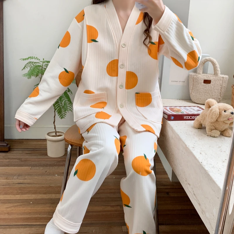 空气棉月子服冬天加厚保暖产后春秋冬季产妇哺乳孕妇睡衣喂奶套装