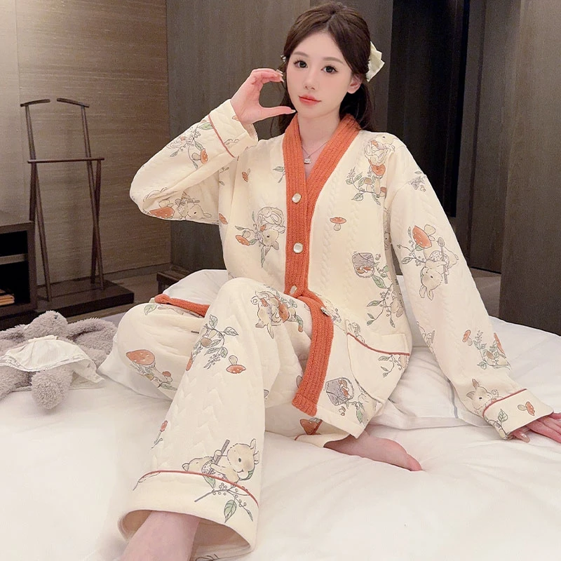 熊猫皇后空气棉月子服春秋季产后产妇哺乳孕妇睡衣秋冬10-11月份