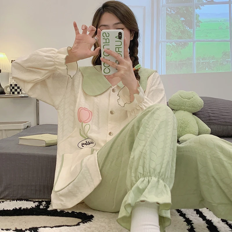 月子服春秋款棉质10-11月份产后哺乳睡衣冬季款孕妇睡衣吸汗透气