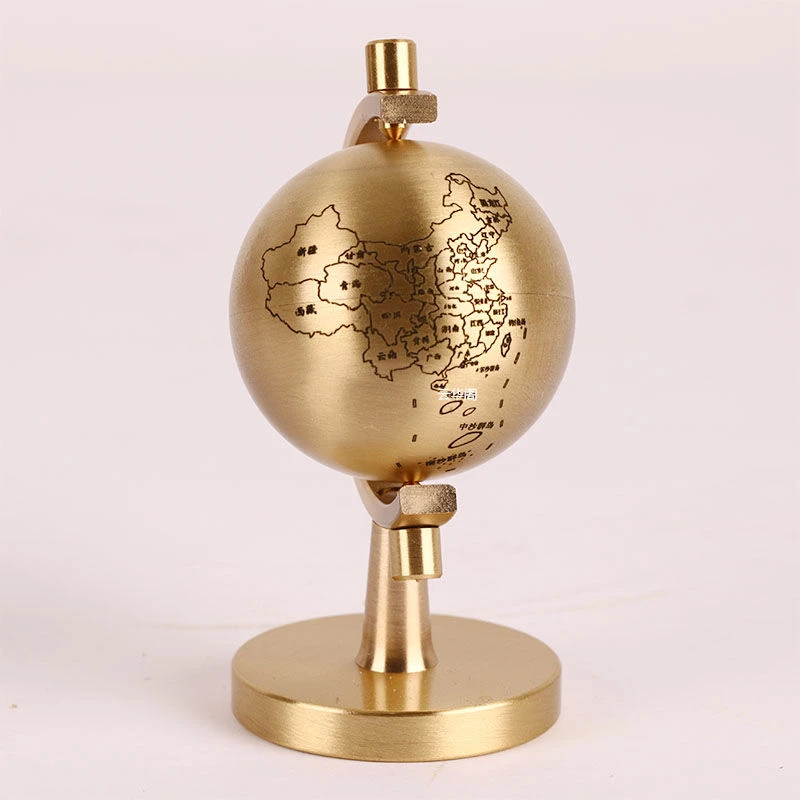 黄铜地球仪可旋转拆卸高档礼品工艺品新中式办公室家居装饰品摆件