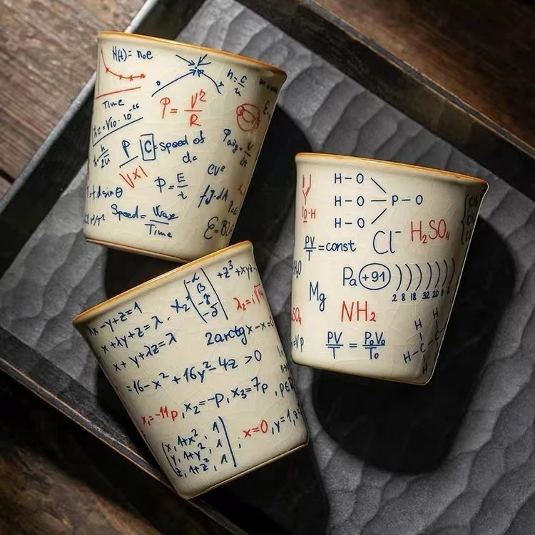 汝窑茶杯主人杯陶瓷学霸数学公式茶具可乐杯个人专用家用功夫茶盏