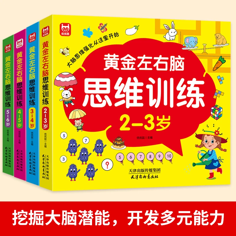 黄金左右脑开发思维训练儿童早教全三册2-3岁全脑开发700题全三册