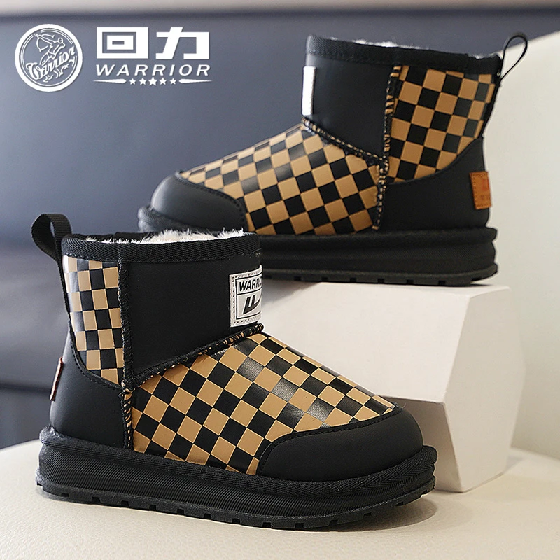 Warrior/回力2024年冬季新款休闲百搭棉靴加绒保暖儿童雪地靴0673