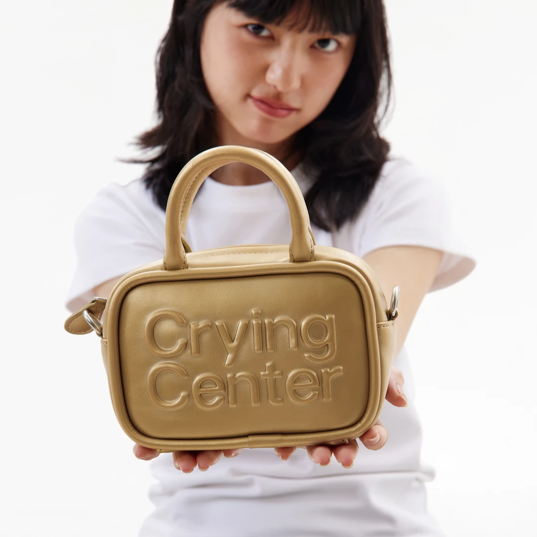 Crying center/哭喊中心金色小砖包 复古手提包斜挎小包休闲