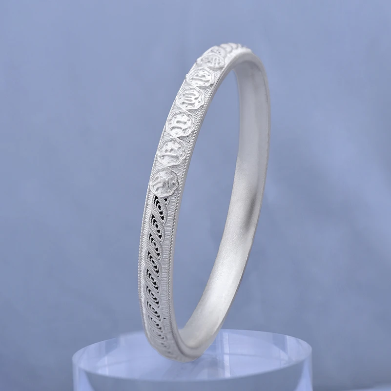 足银手镯 【DKFC】六字真言时尚手镯精美