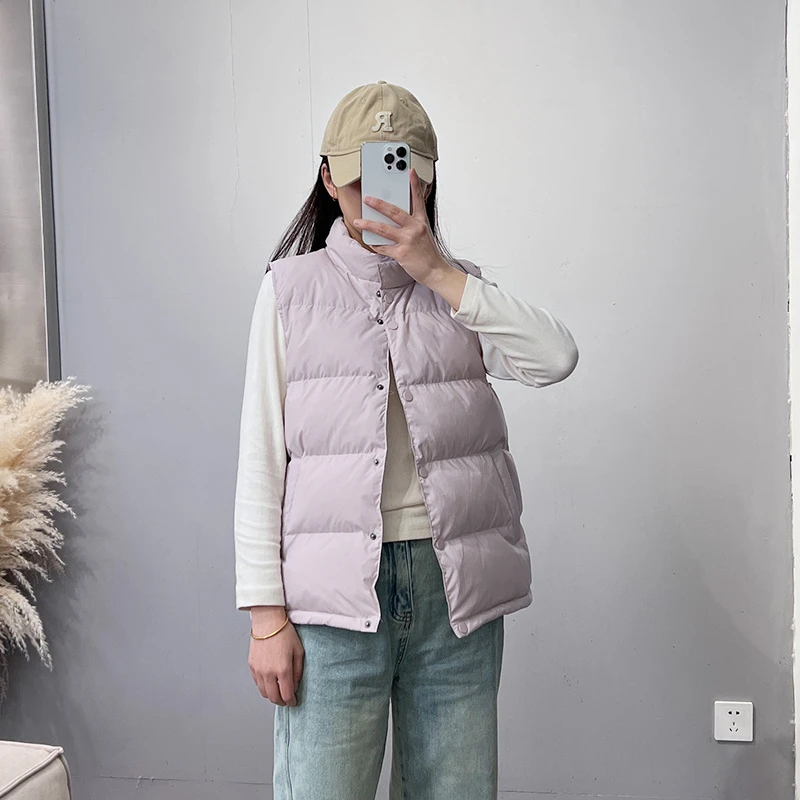 若宿/UCUB95白鸭绒羽绒女短马甲韩版外穿宽松立领坎肩小个子百搭