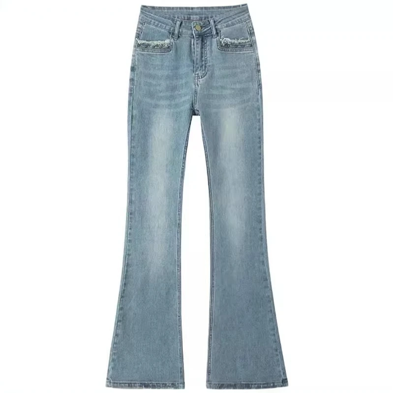 【欧艺】春季新款时尚百搭微喇牛仔裤11216