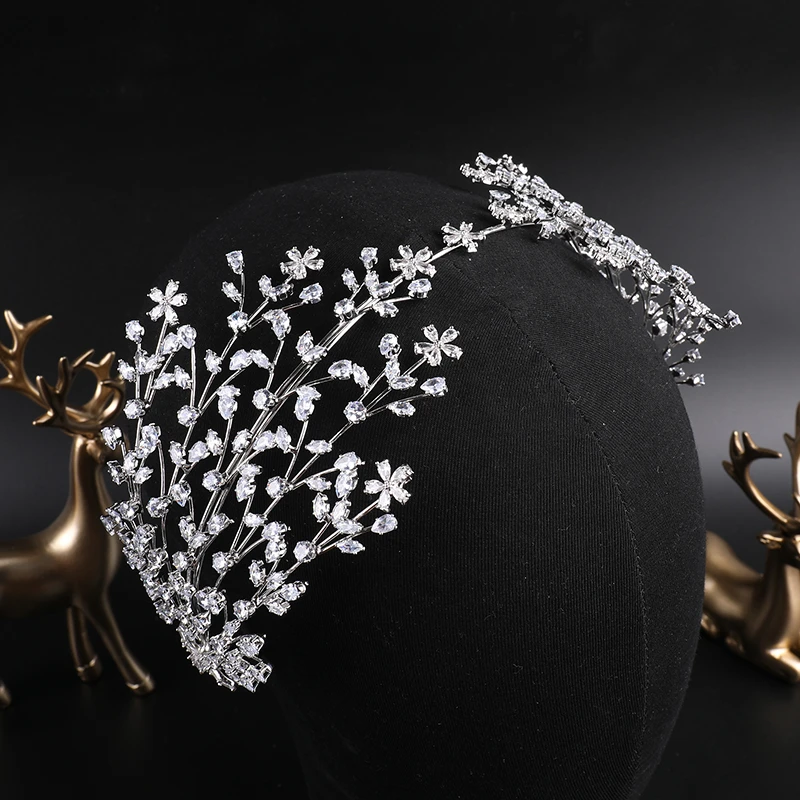 00355新款冰雪女王日韩超仙新娘结婚纱发箍简约满钻大气皇冠发箍