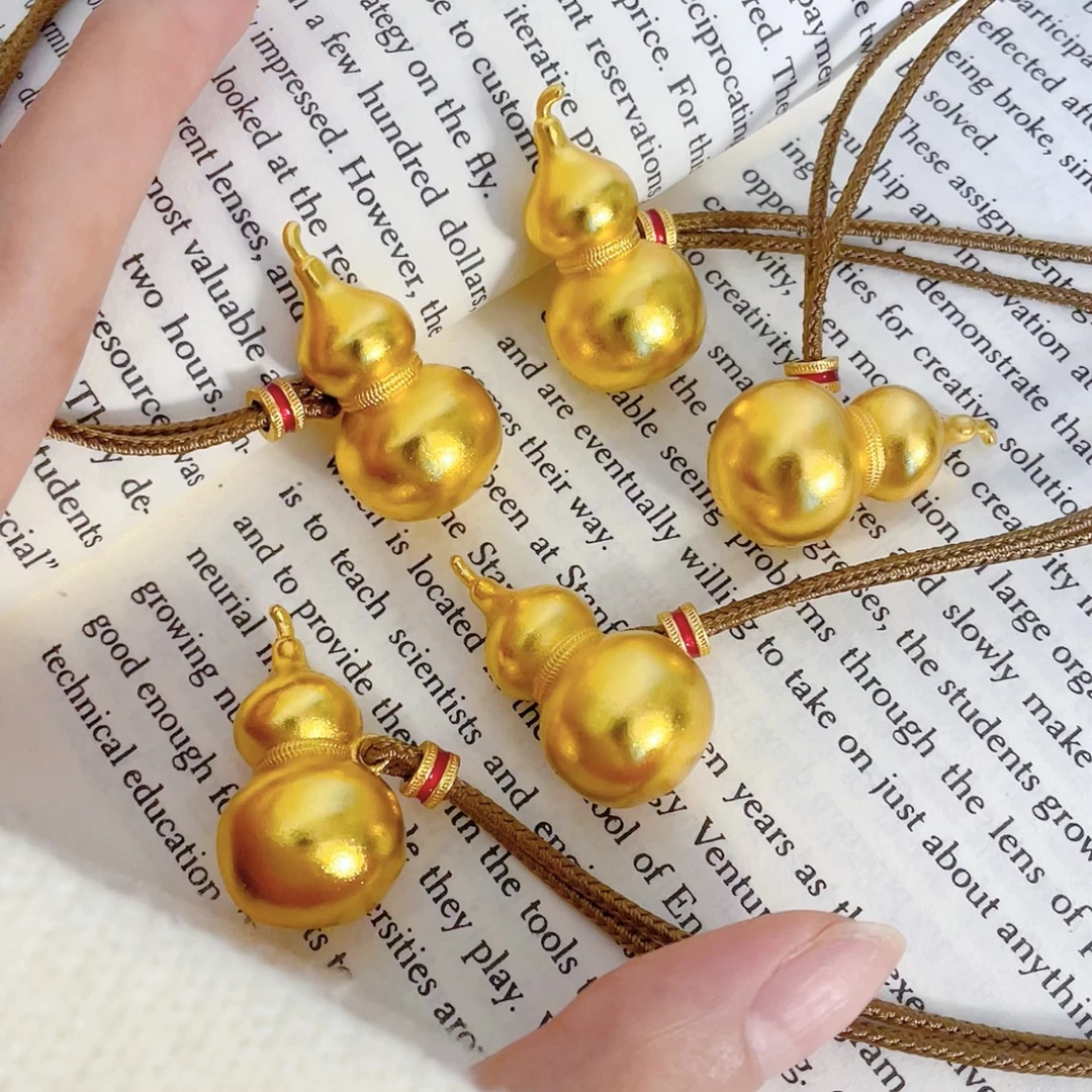 铜合金项链 新中式国潮风古法鎏金【百福百禄经典实心葫芦毛衣链】